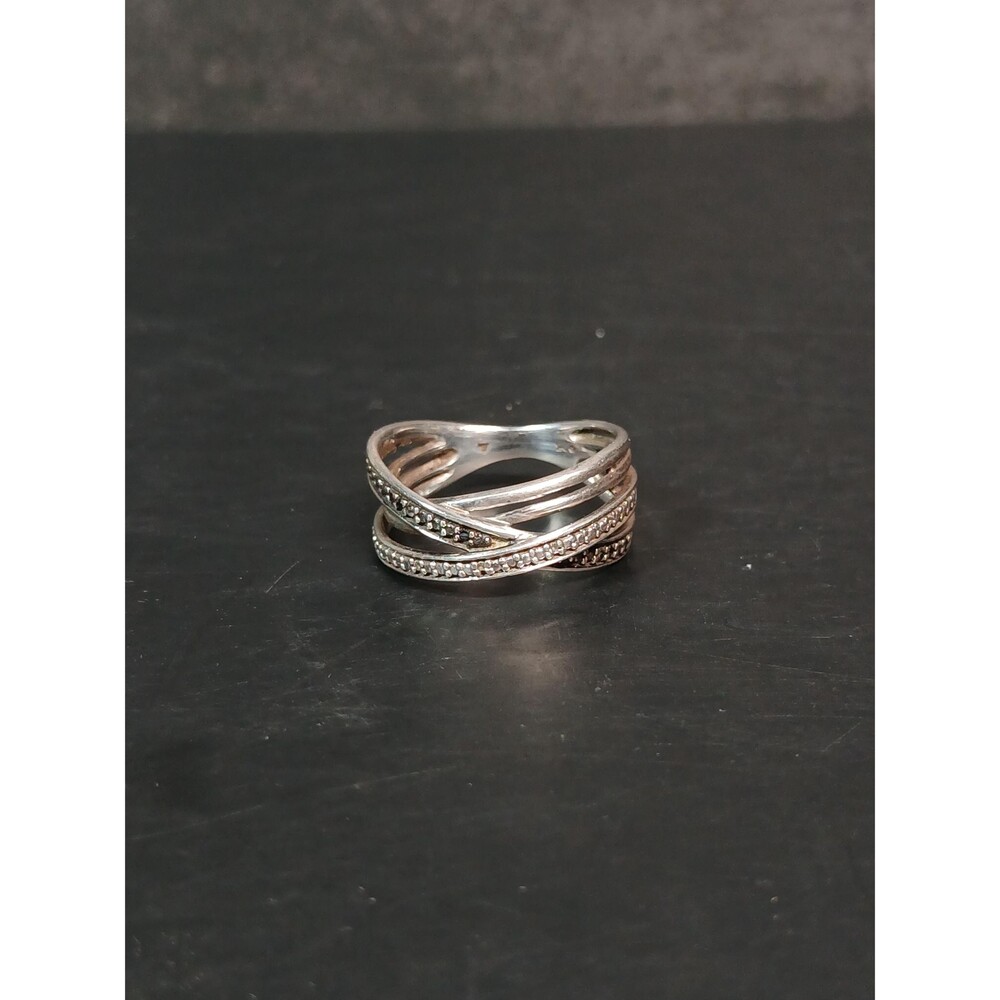 Sterling Silver 925 Crossover Band Ring Size 6.5